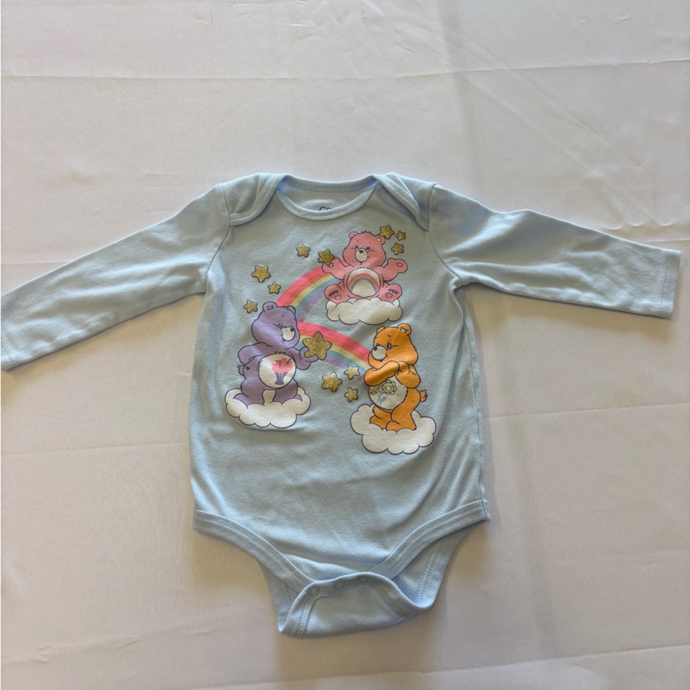 Care Bears Baby Blue Onesie with Rainbow Print